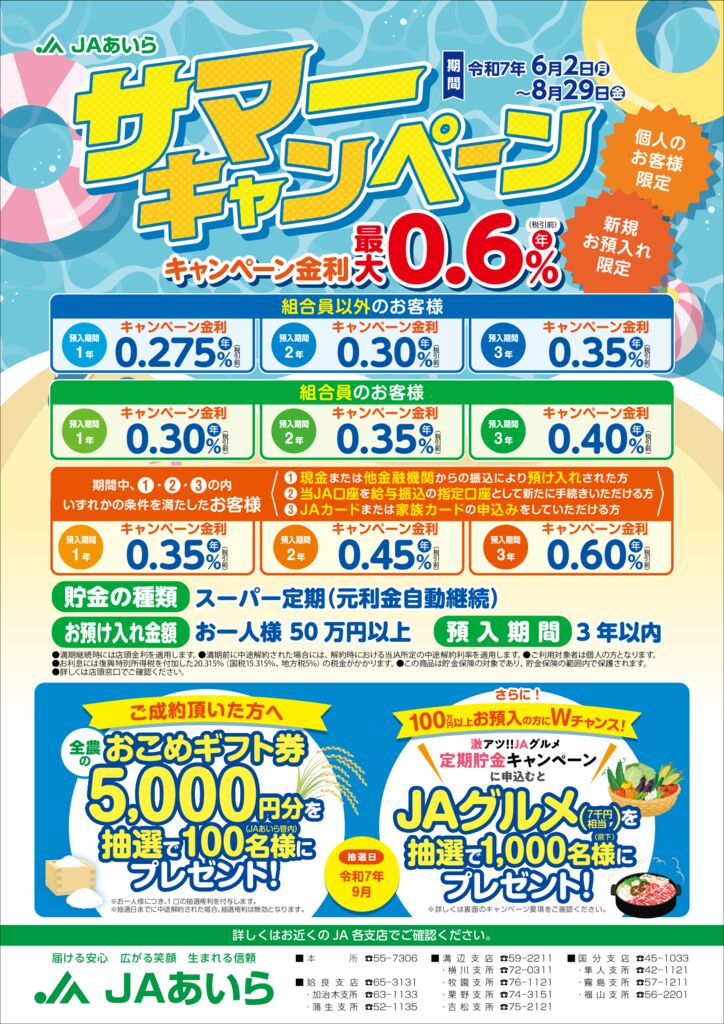 サマーキャンペーンについて | JAあいら